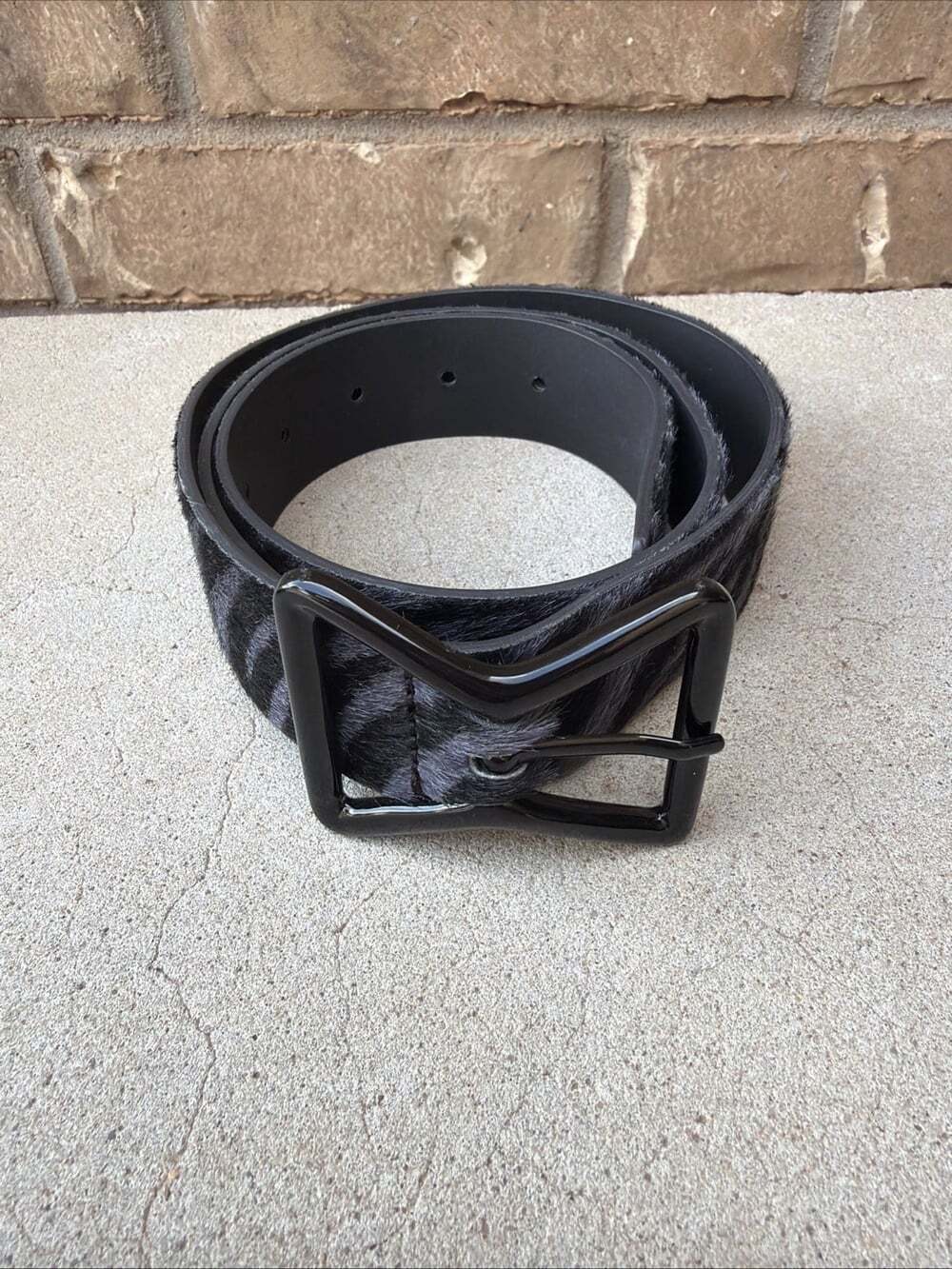Worth Women’s Genuine Italian Leather Zebra Print Calf Hair Belt Size Medium